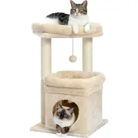 Markenlos Mehrstöckiger Katzenbaum mit Sisal-Kratzsäule, gemütlichem Katzenhaus und großem Katzenplatz für Wohnungskatzen