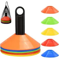 OEM Fußballkegel-Set - Agility Fußballkegel - mit Tragetasche und Stand - Fußballtraining, Sporttraining, Basketball, Coaching, Trainingsausrüstung - 5 Farben - Trainingsausrüstung für Fußball - 25 Stück