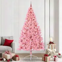 vidaXL Möbel Künstlicher vorbeleuchteter Weihnachtsbaum Rosa 240 cm PVC - 8187086