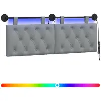 Syfax Hängendes Kopfteil Mit LED Licht Hellgrau Stoff