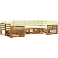vidaXL Outdoor-Sofagarnitur 6 stk. Natur und Creme Massivholz Akazie