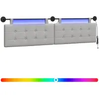 Syfax Hängendes Kopfteil Mit LED Licht Wolkengrau Stoff