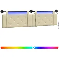 Syfax Hängendes Kopfteil Mit LED Licht Creme Kunstleder