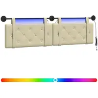 Syfax Hängendes Kopfteil Mit LED Licht Creme Kunstleder