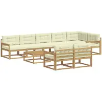vidaXL Outdoor-Sofagarnitur 9 stk. Weiß und Creme Polyester