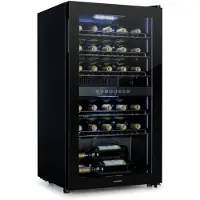 Klarstein Weinkühlschrank, 2 Zonen Getränkekühlschrank Klein, Freistehender Kleiner Weinschrank 80L, Wein-Kühlschrank mit Glastür, Indoor/Outdoor Flaschenkühlschrank, Wine Fridge 29 Flaschen