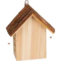 Relaxdays Marienkäferhaus, Holz, HxBxT: 22,5 x 19 x 12,5 cm, zum Aufhängen, Garten, Insektenhotel für Marienkäfer, natur