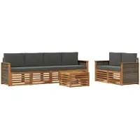 vidaXL Outdoor-Sofagarnitur 7 stk. Natur und Anthrazit