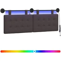 Syfax Hängendes Kopfteil Mit LED Licht Dunkelbraun Stoff