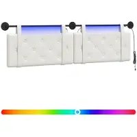 Syfax Hängendes Kopfteil Mit LED Licht Weiß Kunstleder