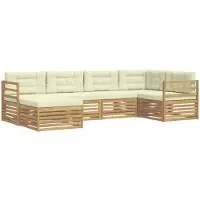 vidaXL Outdoor-Sofagarnitur 6 stk. Weiß und Creme Polyester