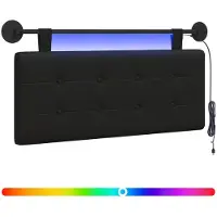 Syfax Hängendes Kopfteil Mit LED Licht Schwarz Kunstleder