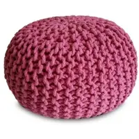 Amagohome Strickhocker XXL Pouf Ø55 H37cm Bodenkissen Sitzpouf Baumwolle nachhaltig : pink