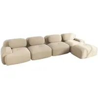Merax Modulares Cord Sofa 4-Sitzer mit 1x Hocker, Cloud Sofa rahmenlos, bodennah mit tiefer Sitzfläche, weich & bequem, rutschfest, Beige