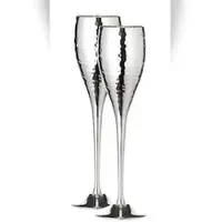 Edzard 2er-Set Sektkelch Dodo (Höhe 23 cm, Füllmenge 200 ml), gehämmert, edel versilbert
