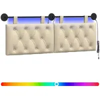 Syfax Hängendes Kopfteil Mit LED Licht Creme Stoff