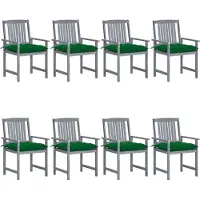 vidaXL Gartenstühle mit Kissen 8 Stk. Massivholz Akazie Grau
