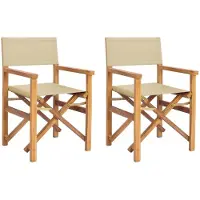 vidaXL Regiestuhl Braun und Beige Massives Teakholz