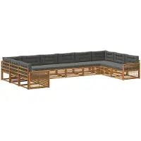 vidaXL Sofagarnituren 10 stk. Natur und Anthrazit Massivholz Akazie