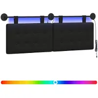 Syfax Hängendes Kopfteil Mit LED Licht Schwarz Kunstleder