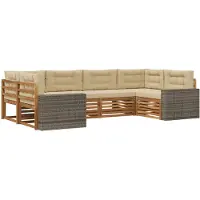 vidaXL Outdoor-Sofagarnitur mit Kissen 6 pcs Natur und Beige