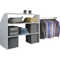 VCM Holz Kleiderschrank | offener Schrank | begehbarer Kleiderregal | Dachschrägen Regal | Maße ca. B. 90 x H. 100 x T. 50 cm - Dacho l