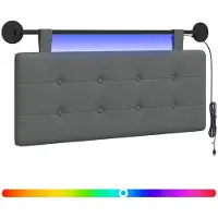 Syfax Hängendes Kopfteil Mit LED Licht Dunkelgrau Stoff