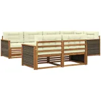 vidaXL Outdoor-Sofagarnitur 7 Stk. Natur und Creme