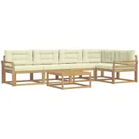 vidaXL Outdoor-Sofagarnitur 6 stk. Weiß und Creme Polyester