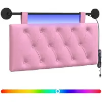 Syfax Hängendes Kopfteil Mit LED Licht Rosa Stoff
