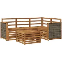 vidaXL Outdoor-Sofagarnitur 5 stk. Natur Polyester