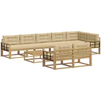 vidaXL Outdoor-Sofagarnitur 9 stk. Weiß und Beige Polyester