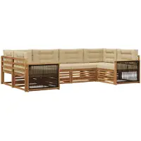 vidaXL Outdoor-Sofagarnitur mit Kissen 6 pcs Natur und Beige