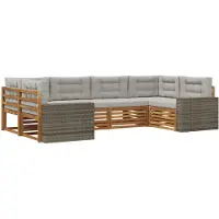 vidaXL Outdoor-Sofagarnitur 6 stk. Natürlich und Hellgrau