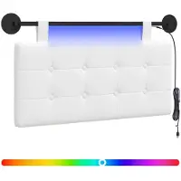 Syfax Hängendes Kopfteil Mit LED Licht Weiß Stoff