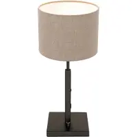 Steinhauer Tischleuchte Sparkled Light 1-flammig Mattschwarz mit Stoffschirm Blau 14x14cm