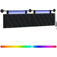 Syfax Hängendes Kopfteil Mit LED Licht Schwarz Samt