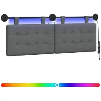 Syfax Hängendes Kopfteil Mit LED Licht Dunkelgrau Stoff