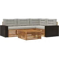 vidaXL Outdoor-Sofagarnitur 5 stk. Natürlich und Hellgrau Polyester