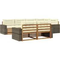 vidaXL Outdoor-Sofagarnitur mit Kissen 7 pcs Natur und Creme