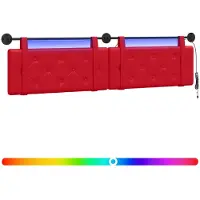 Syfax Hängendes Kopfteil Mit LED Licht Rot Kunstleder