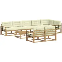 vidaXL Outdoor-Sofagarnitur 9 stk. Weiß und Creme Polyester