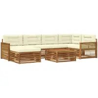 vidaXL Outdoor-Sofagarnitur 7 Stk. Natur und Creme
