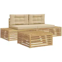 vidaXL 4 pcs Outdoor-Sofagarnitur Polyester Weiß