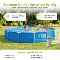 Intex Frame Pool Rund - 366x76 cm - 8-teilig S20475