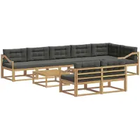 vidaXL Outdoor-Sofagarnitur 9 stk. Weiß und Anthrazit Polyester