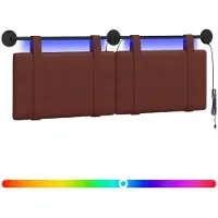 Syfax Hängendes Kopfteil Mit LED Licht Glänzendes Braun Antikes PU