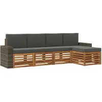 vidaXL Outdoor-Sofagarnitur 5 stk. Natur und Anthrazit