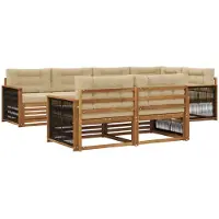 vidaXL Outdoor-Sofagarnitur mit Kissen 7 pcs Natur und Beige