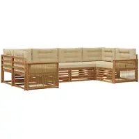 vidaXL Outdoor-Sofagarnitur mit Kissen 6 pcs Natur und Beige